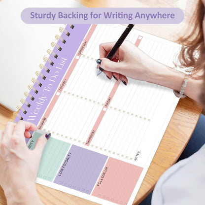 Weekly To Do List Notepad, 52 Undated Sheets (8.5"×11"), Undated Weekly Planner for Women & Men, Desk Accessories and Supplies for Office, Home, and School