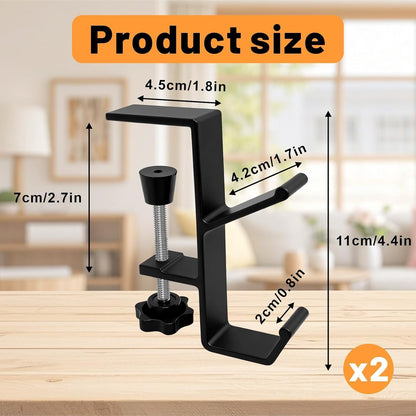 3PCS Desk Mount Bag Holder Hook Clamp,On Backpack Hanger Portable Desk Mount Headphones Holder for Reduce Desk Clutter Table Desk Table Hanging Storage