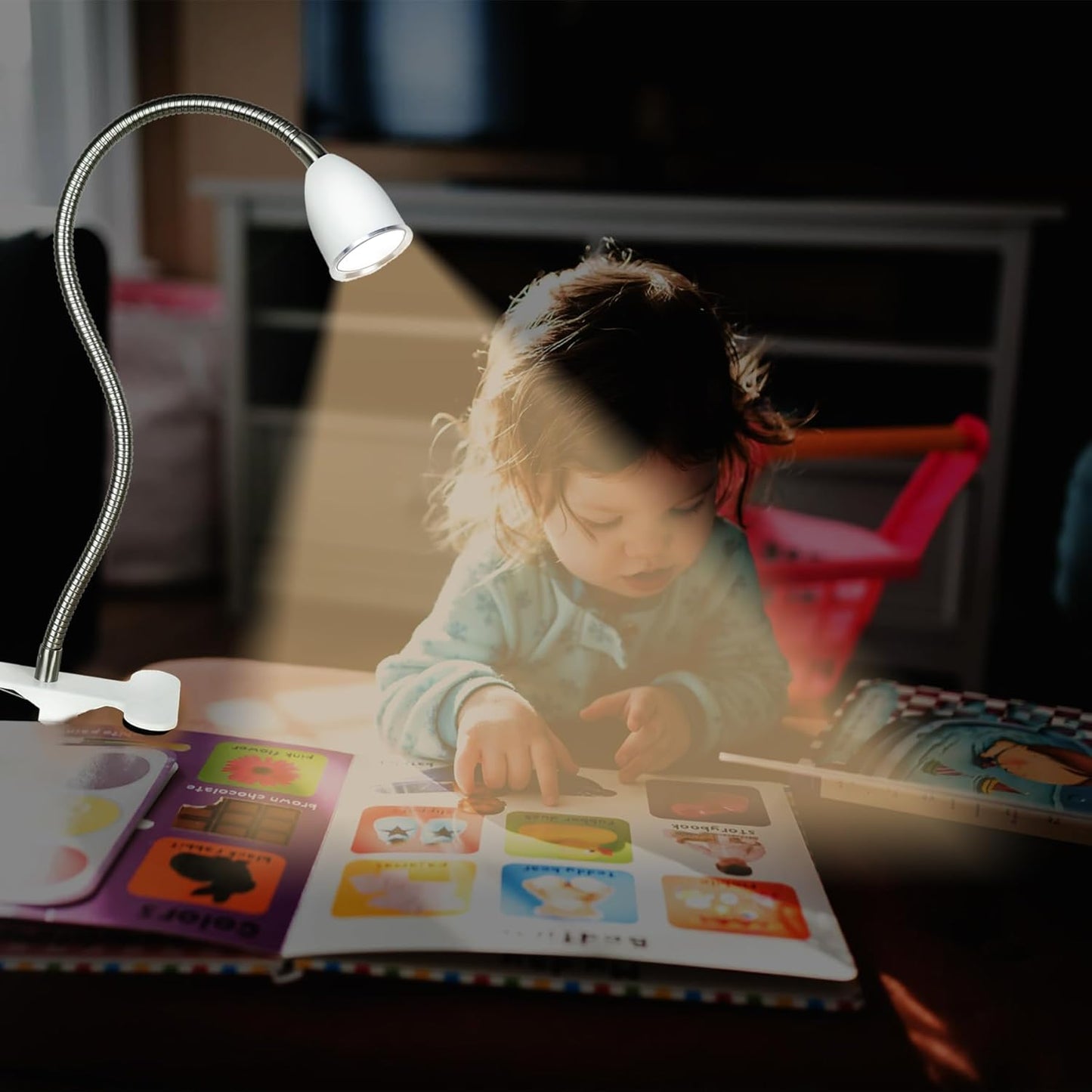 Desk lamp Eye-Caring Table Lamps, 360°Rotation Gooseneck Clip on Lamp Reading Light Portable Reading Book Light Clamp Study Desk Lamps for Bedroom and Office Home Lighting (Black)