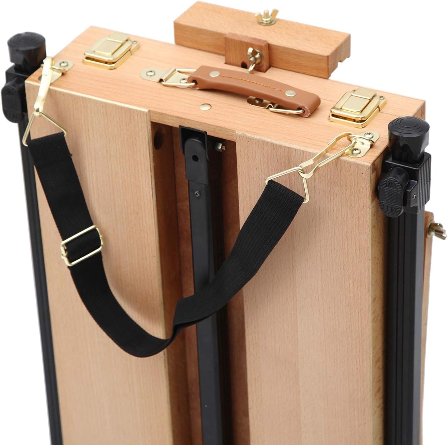 Falling in Art Light Weight French Style Field and Sketchebox Easel with Aluminum Tripod, Adjustable Beechwood Tripod Standing Easel with Drawer, Palette