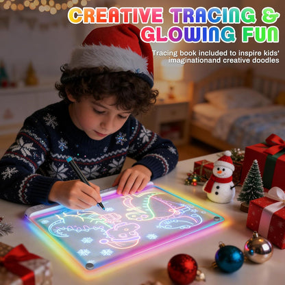 16-Inch LED Drawing Board for Kids, Rechargeable LED Doodle Board with 7 Light Modes & Built-in Stand, LED Note Board, Great Art Gift for Boys and Girls