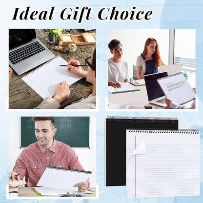 MotiMind 4 Pack Landscape Notebook Top Spiral Bound 11 x 9.5 Inch College Ruled Legal Pads Horizontal Notepad with Hole Punched Pages for Office School Meeting Project Notes Daily Use, White