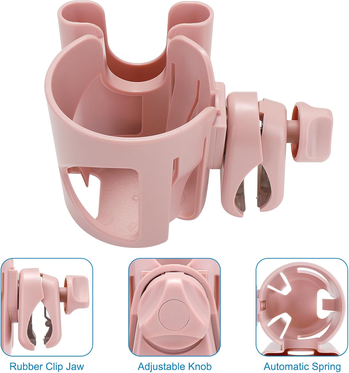Accmor Stroller Cup Holder, Universal Cup Holder for Stroller Walker Bike, 360° Rotatable Large Caliber Designed Bottle Holder for Stroller, Bike, Wheelchair, Scooter