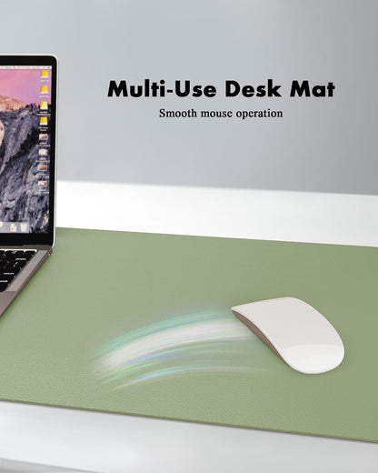 YSAGi Double-Sided Desk Pad, 31.5"x15.7"Leather Desk Mat, Eco Cork Desk Pad Protector,Large Mouse Pad,Waterproof Desk Blotter for Office/Home(Coffee)