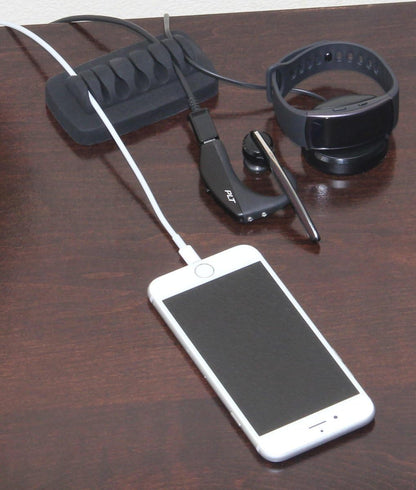 Desktop Cable Organizer, Weighted, Eco-Friendly Silicone, No Bad Smell, Bundled with 4 Reusable Cable Ties (Black)