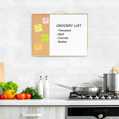 TSJ OFFICE Small Whiteboard Cork-Board - 16" X 12" Portable Aluminum Black Framed Magnetic Dry Erase Board, Small Bulletin Cork Board with Holder for Office, Home and School