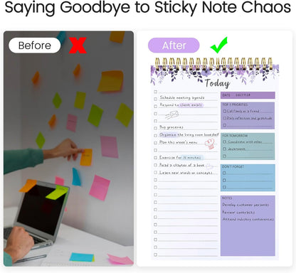 To Do List Notepad - To Do List Notebook for Work with 52 Sheets, Undated Daily Planner Perfect for Enhanced Productivity and Goal Achievement - Green