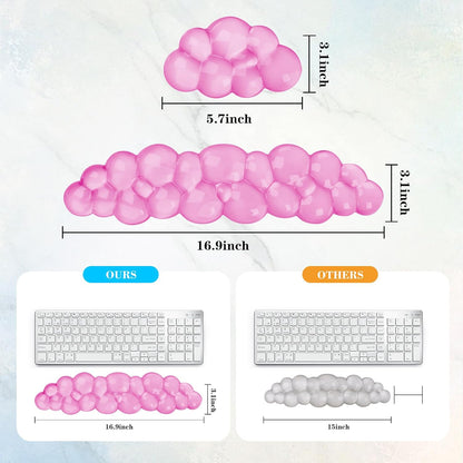 Gel Cloud Keyboard and Mouse Wrist Rest, Cute Wrist Support and Arm Support Keyboard Rest for Keyboard and Mouse Typing Pain Relief，Suitable for Office/Computer/Laptop/Gaming（White）