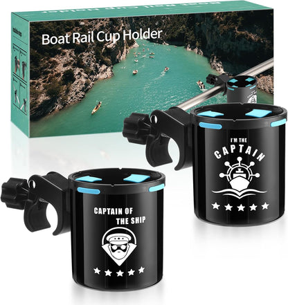 Teenyyou Marine Boat Rail Cup Holder No Drilling Drink Holder Clamp on Kayak Cup Holders Boat Accessories Gifts Install on Pole Grip Rail Grab Bar for Men