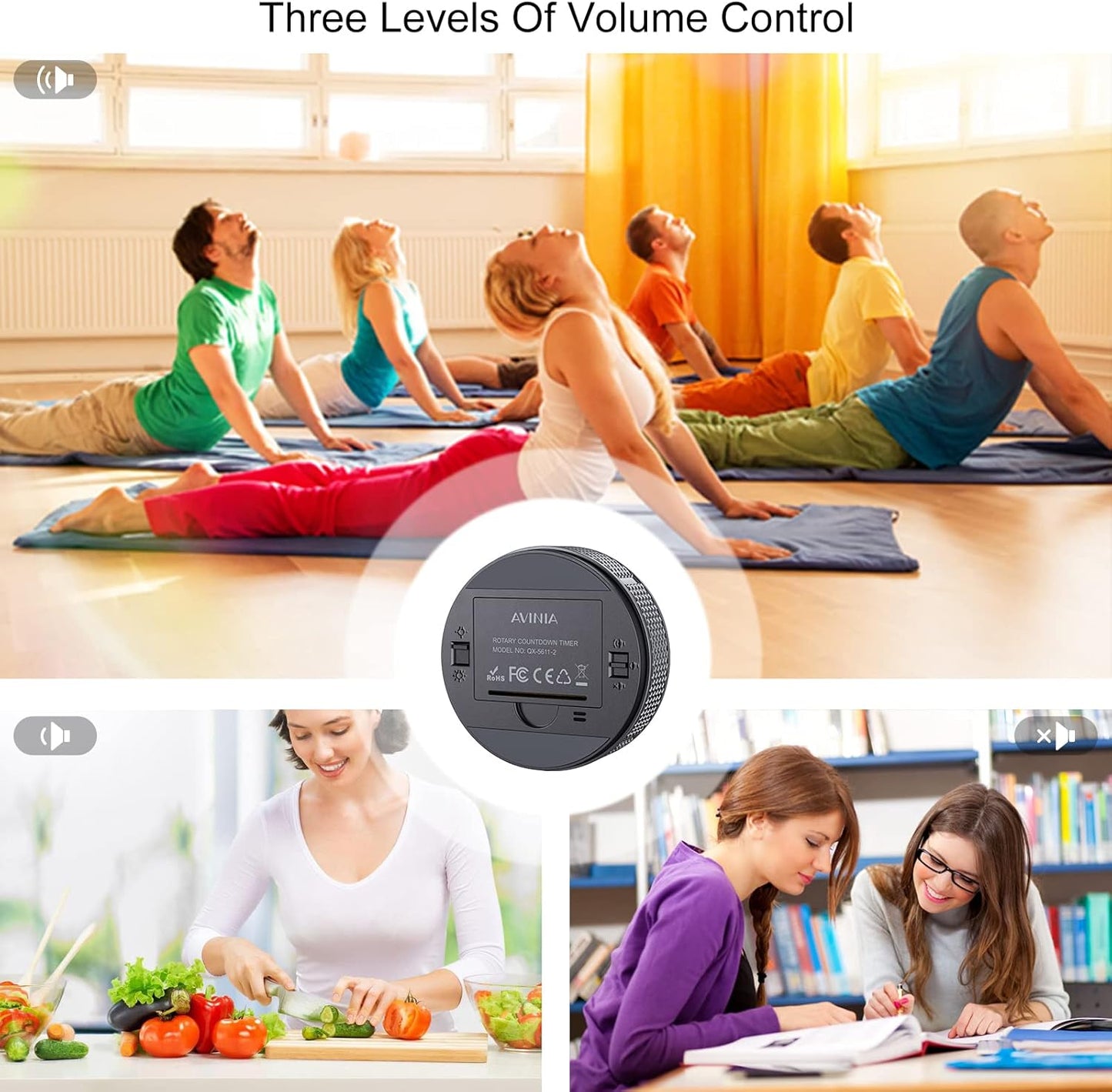 AVINIA Digital Kitchen Timers, Visual timers Large LED Display Magnetic Countdown Countup Timer for Classroom Cooking Fitness Baking Studying Teaching, Easy for Kids and Seniors White