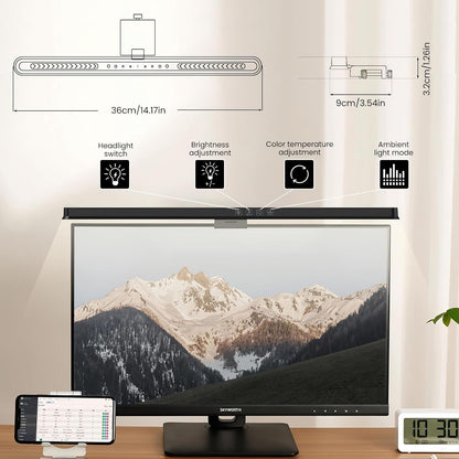 HomeBeyond Monitor Light Bar, USB LED Task Lamp for Flat Screens, Eye-Care Dimmable Desk Lamp with Touch Control, No Glare Reading Light for Home Office