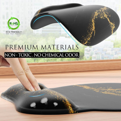 MROCO Ergonomic Mouse Pad with Gel Wrist Rest, Smooth Wrist Support Surface, Non-Slip PU Base for Pain Relief, Comfortable Mousepad for Computer, Laptop, Office & Home, 9.4 x 8.1 in, Black