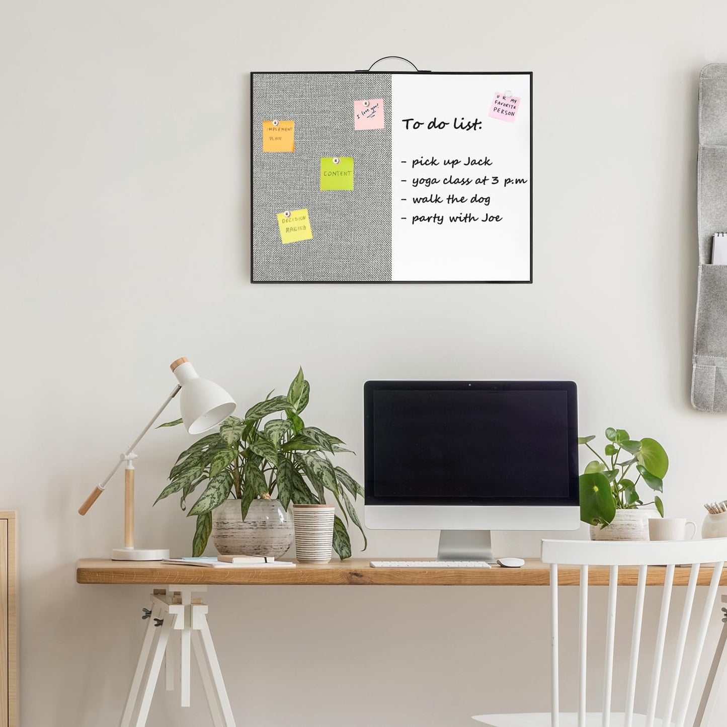 TSJ OFFICE Small Whiteboard Cork-Board - 16" X 12" Portable Aluminum Black Framed Magnetic Dry Erase Board, Small Bulletin Cork Board with Holder for Office, Home and School