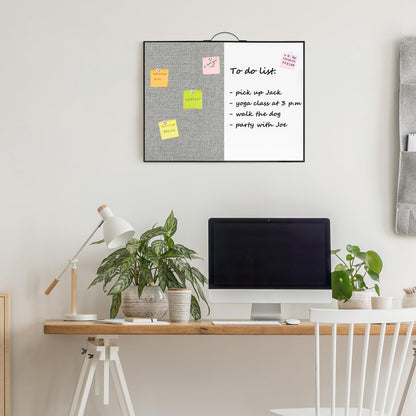 TSJ OFFICE Small Whiteboard Cork-Board - 16" X 12" Portable Aluminum Black Framed Magnetic Dry Erase Board, Small Bulletin Cork Board with Holder for Office, Home and School