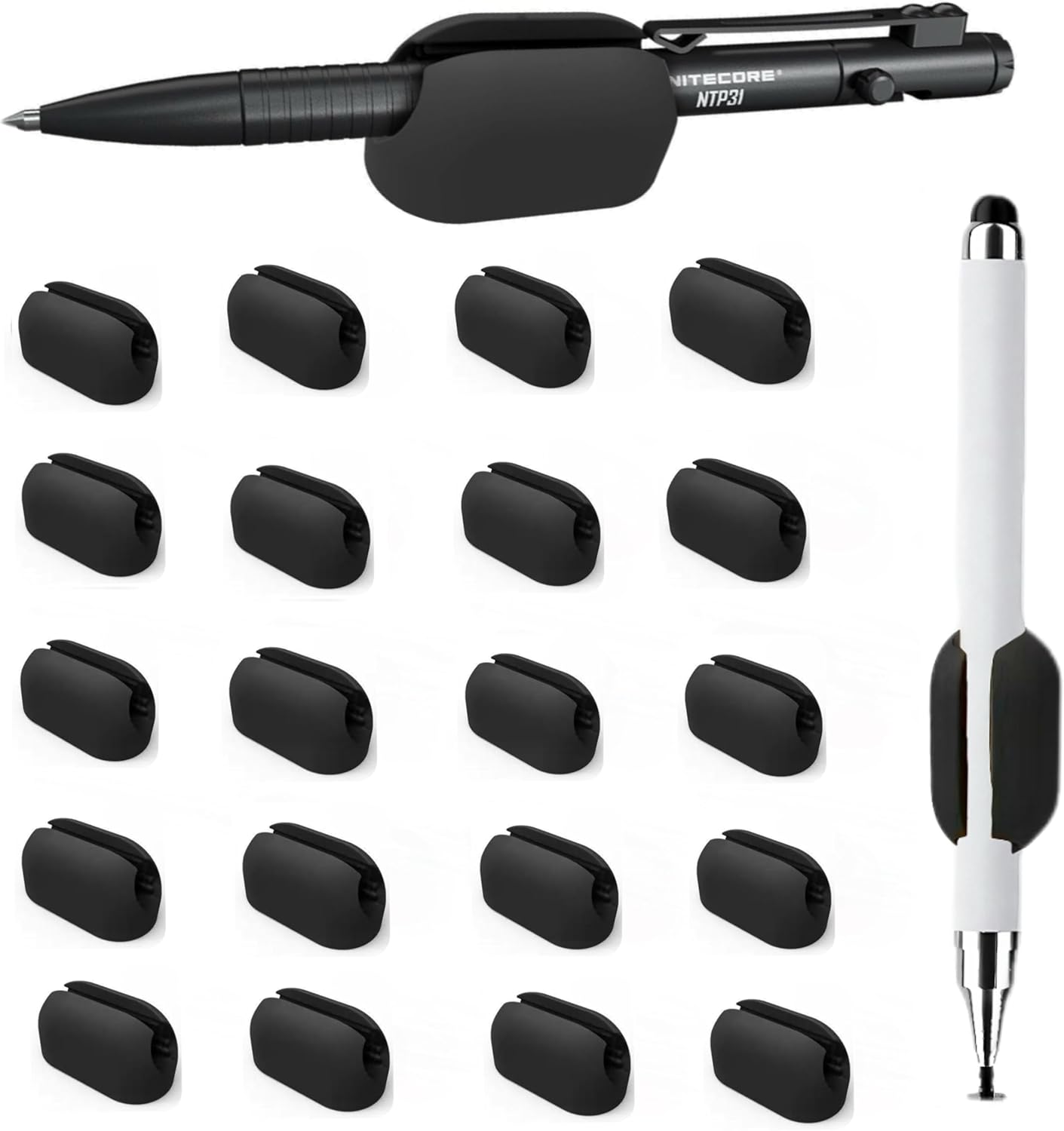 Rgar Pencil Holders,Silicone Pen Holde,Stylus pencil holder, pencil storage，Silicone Pen Holders for Clipboard,Sticky Pen Holder for Desk, Office Teacher Supplies Stylus Holder (black12)