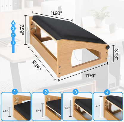 Ergonomic Foot Rest, 4 Adjustable Height Foot Stool,Footrest Under Desk， Soft Cushions,Foot Rest Office,Improving Posture, Promoting Blood Circulation（Natural）