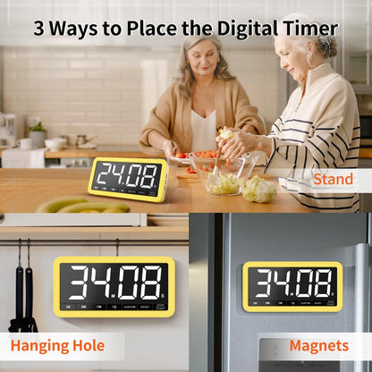 VOCOO Digital Kitchen Timer with 7.8” Extra Large Display, Magnetic LED, with 3 Brightness, 4 Alarms and 3 Volume Levels, Battery Powered Countdown Count Up Timer for Cooking, Classroom, Home Gym