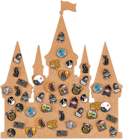 BENECREAT Castle Pin Board Cork Board, 14.2x11.8inch Bulletin Display Board Brooch Jewelry Display Cork Tray for Brooch Pin Collection Display, Office Home and School Decor