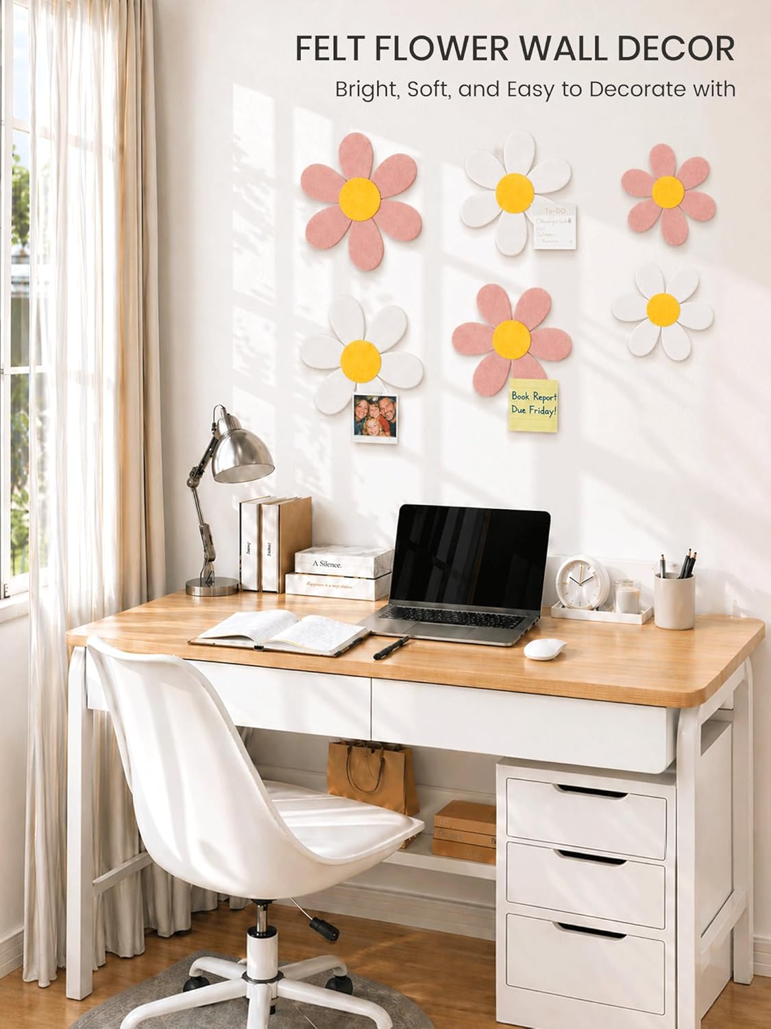 Fluxynara Cork Board Alternative Felt Strip Board 8-Pack 13"x2", Office Pin Board with 50 Push Pins, Adhesive Install for Bedroom Door & Home Office(Linen Dusk)