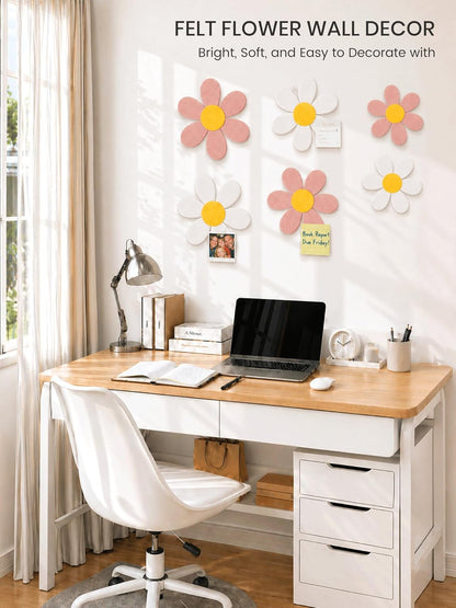 Fluxynara Cork Board Alternative Felt Strip Board 8-Pack 13"x2", Office Pin Board with 50 Push Pins, Adhesive Install for Bedroom Door & Home Office(Linen Dusk)