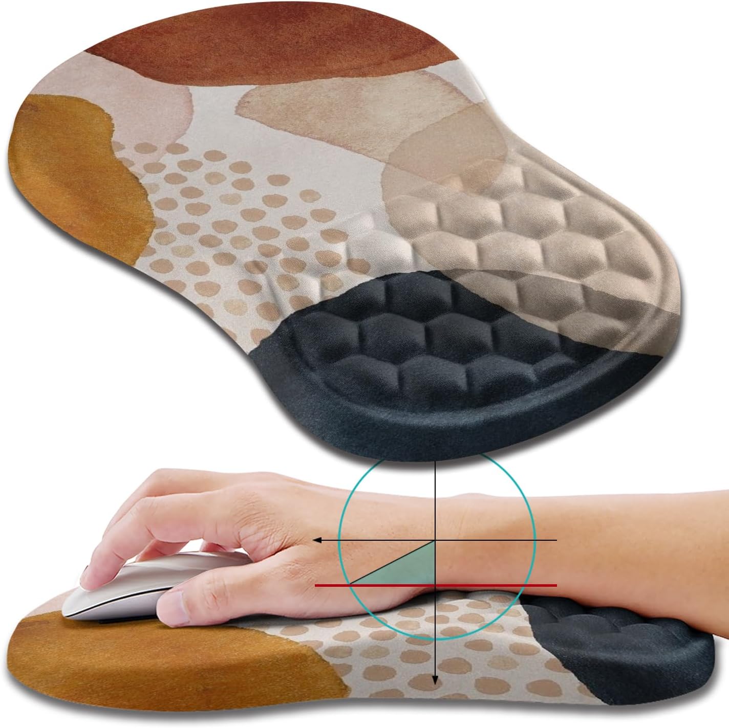 Hokafenle Ergonomic Mouse Pad Wrist Support, Wrist Rest Mousepad for Carpal Tunnel Pain Relief with Integrated Memory Foam Slope Massage Bulge (11.8x7.9 inch,Topographic Contour)