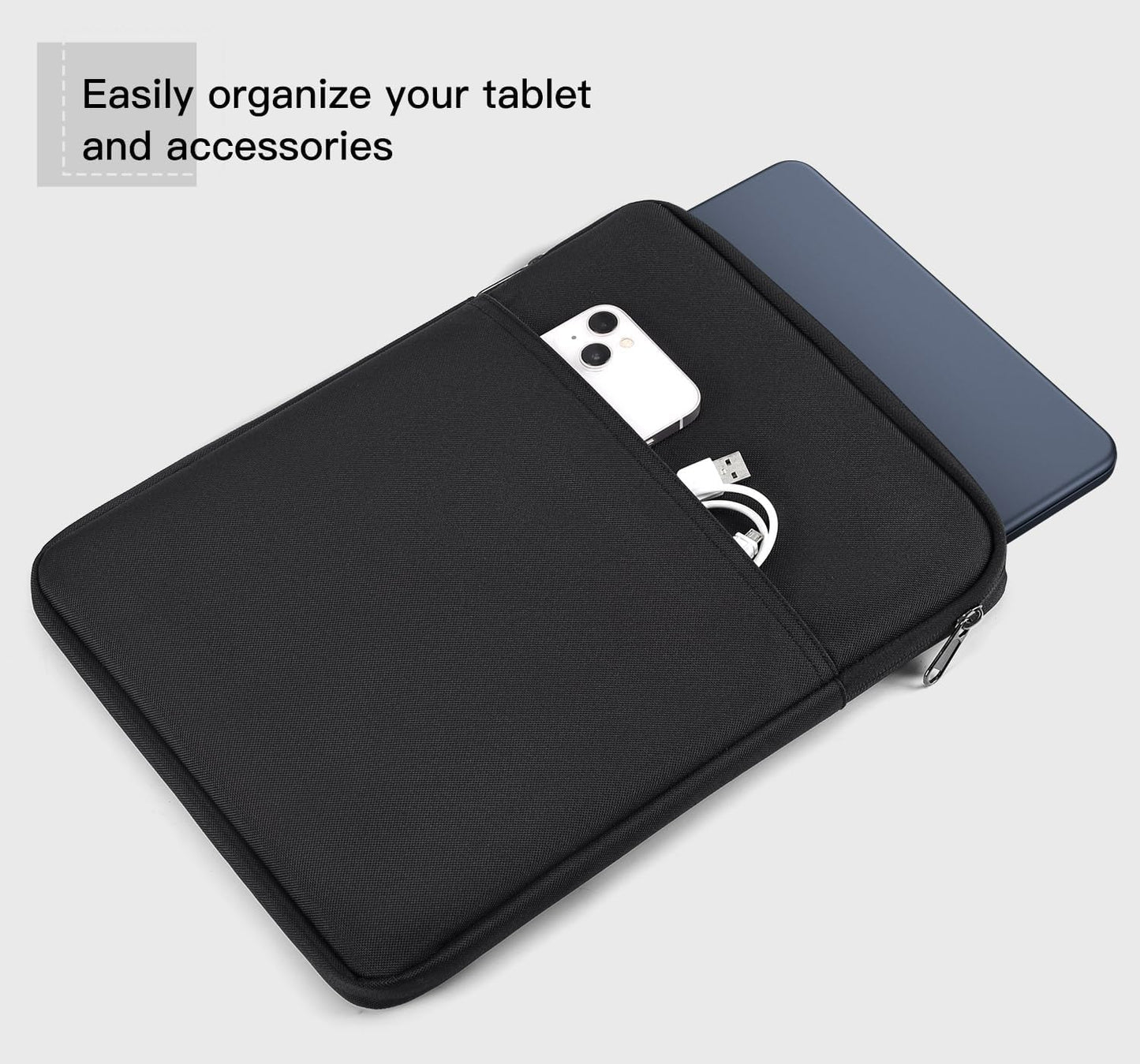 Tablet Sleeve for 2026 iPad A16, 11 inch iPad Air M4 M3 M2, Pro M5, Amazon Fire Max 11 Tablet/Kindle Fire HD 10/10 Plus, Galaxy Tab A9+ Plus Bag, Black
