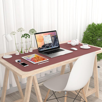 Hsurbtra Desk Pad, 23.6" x 13.8" PU Leather Desk Mat, M Extended Mouse Pad, Waterproof Desktop Blotter Protector, Non-Slip Ultra Thin Small Laptop Keyboard Writing Mat for Office Home, Pink