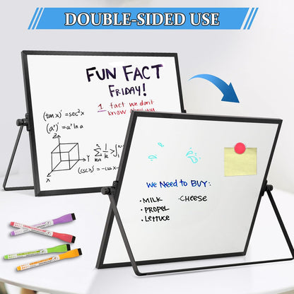 Dry Erase Magnetic White Board, 16" x 12" Double-Sided Desktop Whiteboard with Stand, Portable Small Whiteboard Set for Drawing, Office, Home
