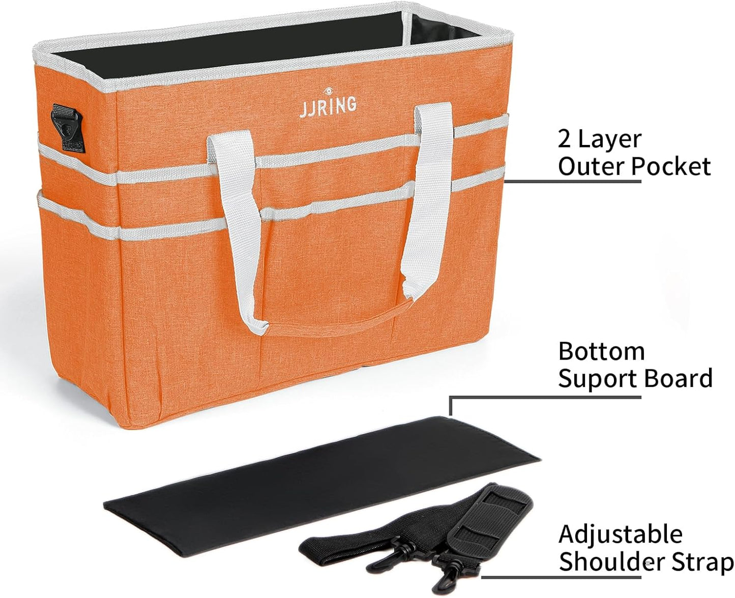 JJRING Craft Organizer Tote Bag for Art Storage, Caddy with Multiple Pockets, Bluish Green Sewing Bag for Scrapbooking, School, Medical, and Office Supplies