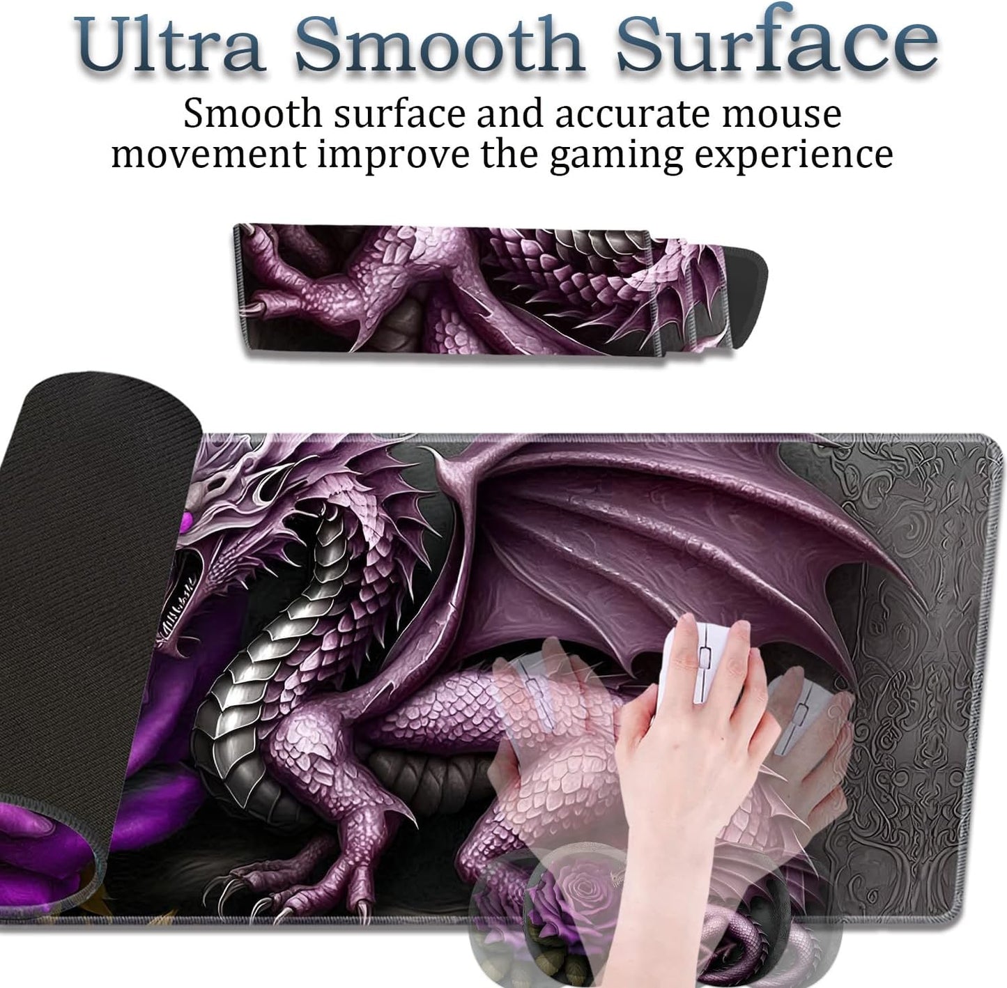Mouse Wrist Rest and Keyboard Wrist Rest Pad Set, Non-Slip Rubber Base Smooth Surface Ergonomic Gaming Mouse Pad for Easy Typing and Pain Relief, Antique Blue Wood Grain Dog Paw + Coaster