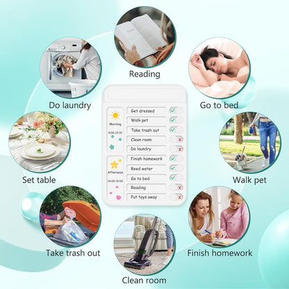 2Pcs Chore Chart for Kids to Do List Checklist Board Detachable Message Slider Schedule Planning Boards with 30Pcs Blank Checklist 4Pcs Cardstock for Habit Tracker or Daily and Weekly Planner