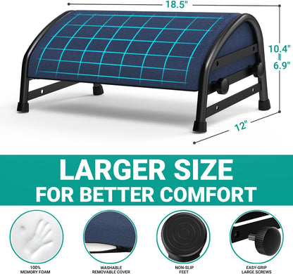YEASHEIN Adjustable Foot Rest for Under Desk at Work, Ergonomic Foot Stools with 7 Positions, Elevated Cushion Under Desk Footrest with Metal Frame, Leg Rest Used for Home, Car, PC Gaming Accessories