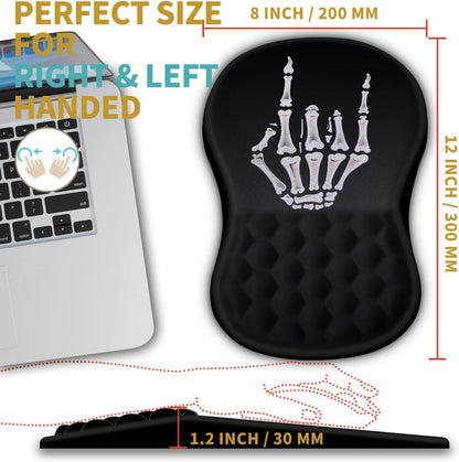 Hokafenle Ergonomic Mouse Pad Wrist Support with Massage Design, Wrist Rest Pain Relief Mousepad with Memory Foam&Non-Slip PU Base, Mouse Pads for Wireless Mouse & Desk (12x8 inch,Black)