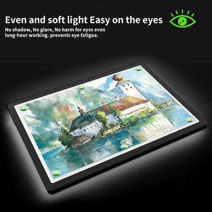 Phylosal Rechargeable A4 LED Light Pad with Built-in Stand, Magnetic Tracing Light Box for Drawing, Diamond Art Light Board with Side Button, Super Bright Light Table for Diamond Painting, Sketching