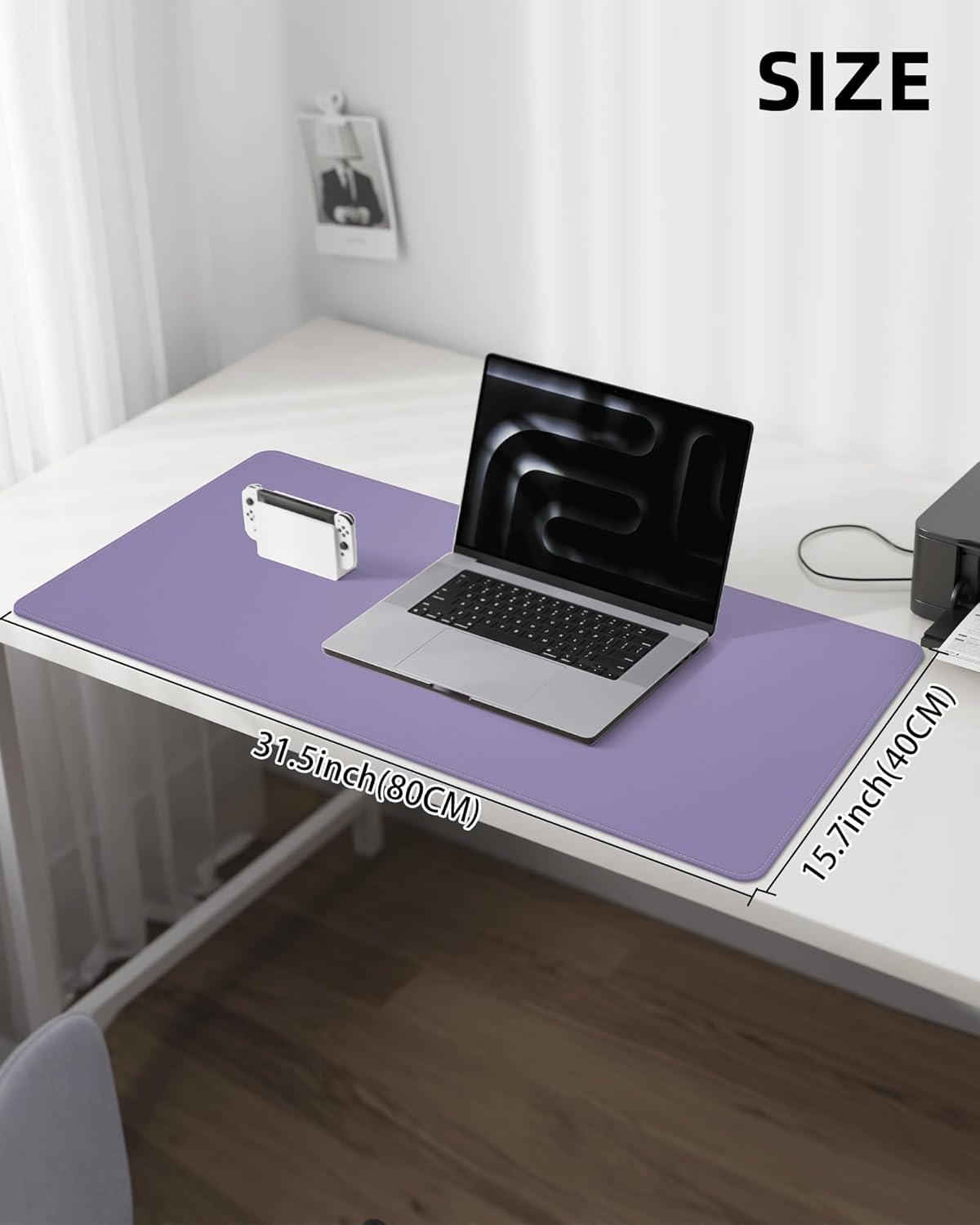 AFIING Desk Pad Protector 23.6" x 13.7" - Non-Slip Waterproof PU Leather Desk Mat for Mouse, Keyboard, Laptop, Office and Home Workspace (Beige)