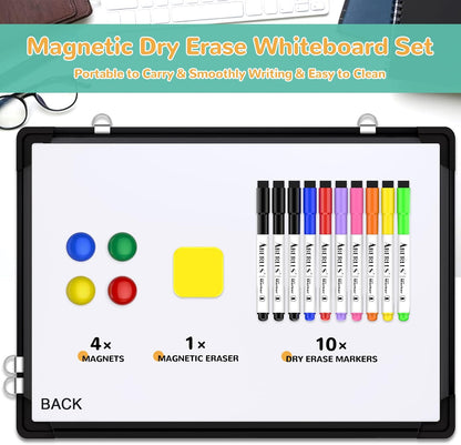 Small Weekly Calendar Dry Erase Whiteboard for Wall, 16" x 12" Magnetic Dry Erase Board, Hanging Double-Sided White Board, Portable Board for List, Kitchen, Planning, Memo, Home, Office