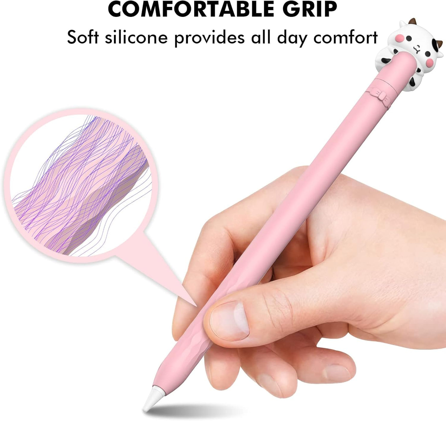 NIUTRENDZ Cute Bear Apple Pencil Case for Apple Pencil 2nd Generation Case Silicone Protective Cover Sleeve Skin Accessories (Brown, Apple Pencil 2nd Generation)