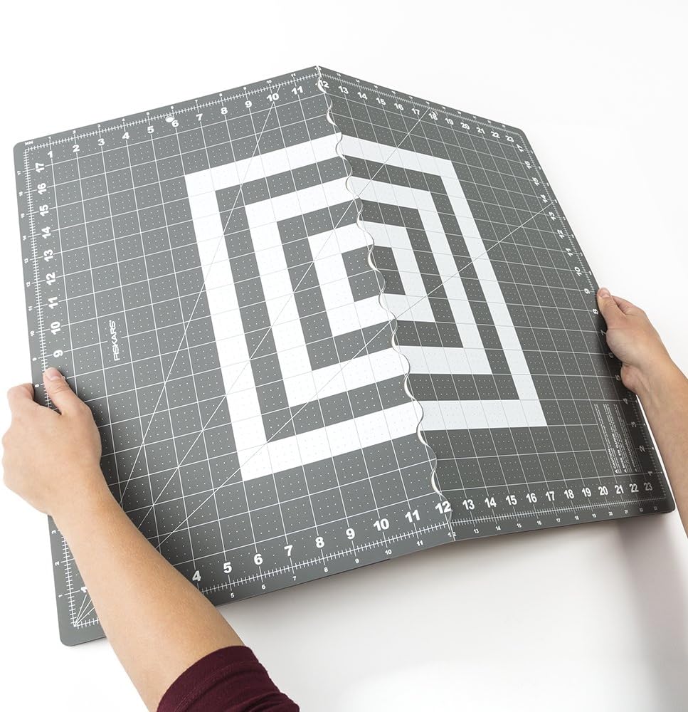 Fiskars 18" x 24" Folding Cutting Mat for Travel and Storage - Fabric and Sewing Craft Projects - Self-Healing Mat - Gray