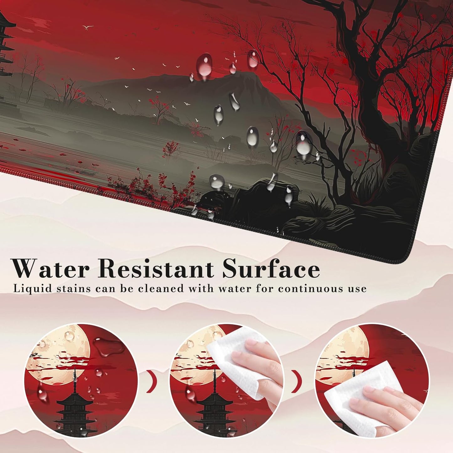 iCasso Desk Cover Mat, Office Mouse Pad, Desk Protector Mat, Extra Large Matt for Desktop,Anti-Slip XXL Big Mousepad with Stitched Edges for Computer Keyboard Retro Black - Colors B