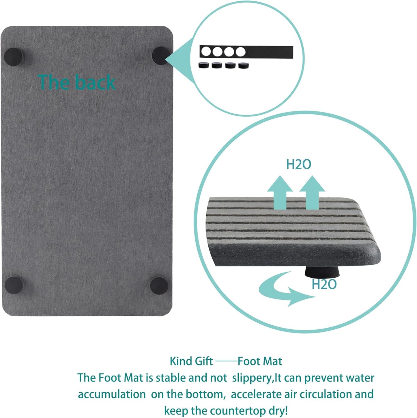 NiuYichee 2 PCS Water Absorbent diatomite Coasters, 8.3" x 4" Water Absorbing Stone Tray for Sink, Stone Drying mat for Kitchen Counter, Stone soap Tray Used for Hand Soaps & toiletries & Plants