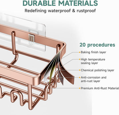 Veken Shower Caddy 6-Pack, Advanced Rustproof Design, No Drilling Adhesive Shelves, Rack with Soap Holder, Large Capacity Bathroom Organizers and Storage, Wall-Mounted Kitchen & Home Decor