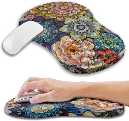 Ergonomic Mouse Pad Wrist Support with Memory Foam Massage Bulge, Carpal Tunnel Pain Relief Mousepad Wrist Rest for Mouse(12x8 inch, Silver Gray Light Purple)