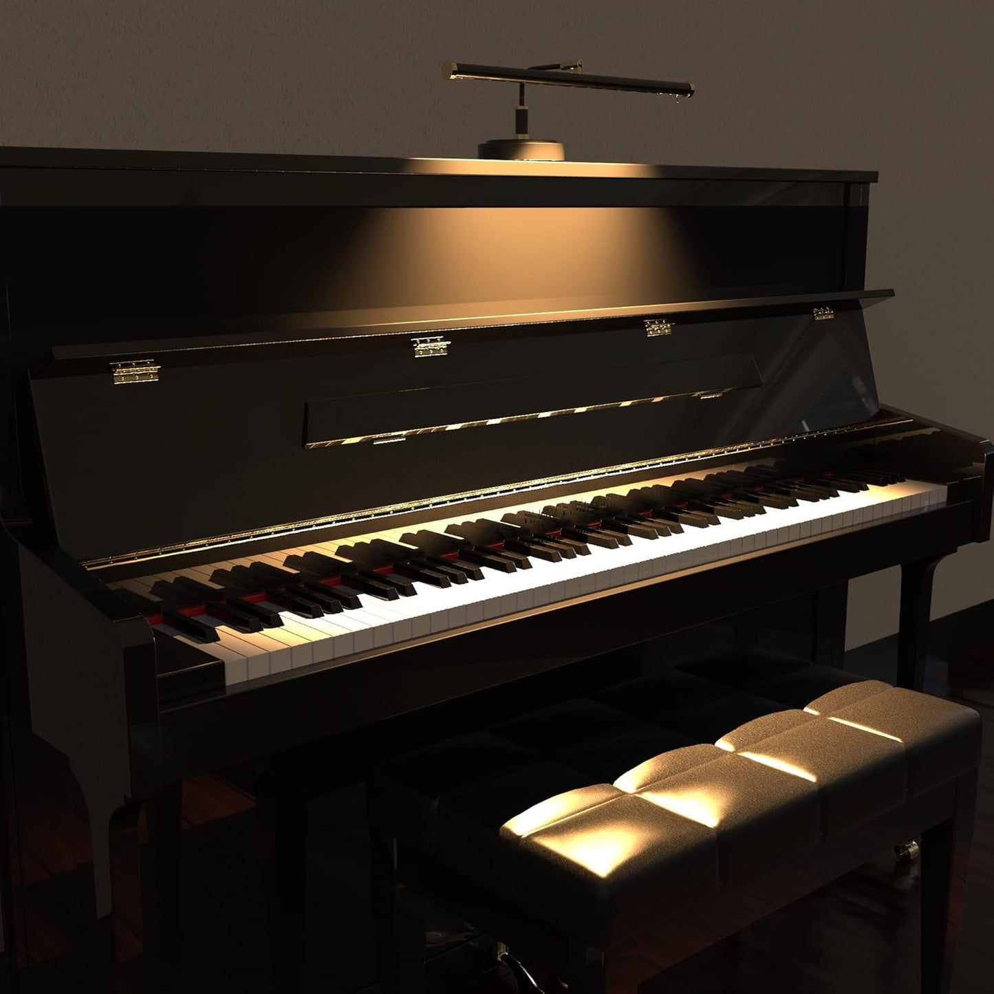 Cocoweb Adjustable LED Upright Piano Desk Lamp in Black with Brass Accents - PLED101D