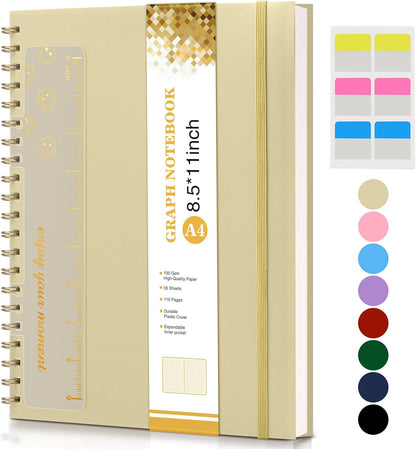 Dotted Notebook, Spiral Notebook Journal 8.5” x 11”, A4 Large Dot Grid Notebooks for Women Men, 100 GSM Dotted Paper, Plastic Hardcover Spiral Bullet Journals for Work School Sketching, Green