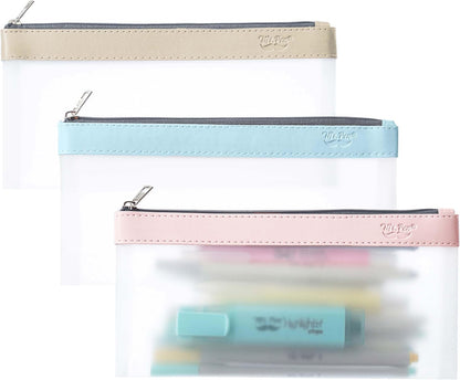 Mr. Pen- Clear Pencil Pouch, 8.50"x4.25", 3 Pack, Durable TPU Material, Medium Water-Resistant Pencil Bags with Smooth Zipper, Multipurpose Clear Pouch for Stationery, School, Office, Travel Supplies