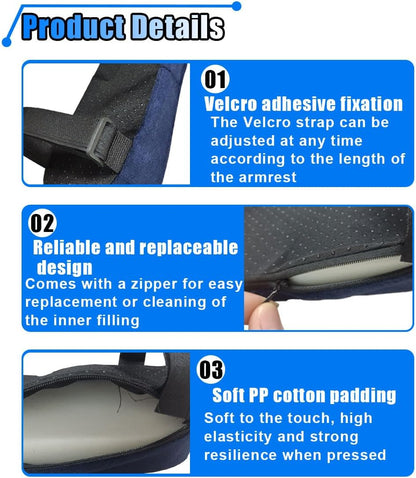 BDZMC 2PCS Car Seat Armrest Covers, Soft & Comfortable Office Chair Arm Pad, Anti-Scratch Car Armrest Cushion, Universal Car Armrest Pillow Protector Cover for Most Cars (Grey)