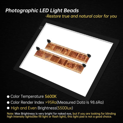 Slide Viewer Light Box 5600K 12”x8” Ultra-Thin Adjustable Brightness Backlight for Slides and Film Negative Scanning