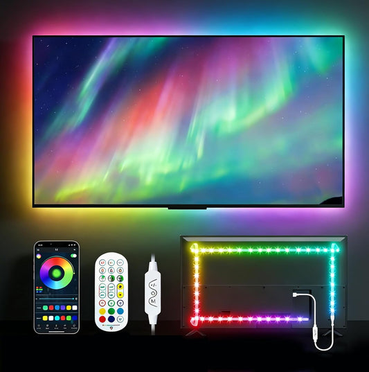 TV Led Backlight, 16.4ft RGB LED Lights for TV Smart Led Lighting for 65-85inch Monitor,USB Strip Lights Behind TV, Color Changing Sync with Music, Bluetooth App Controlled Led Lights for Home Decor