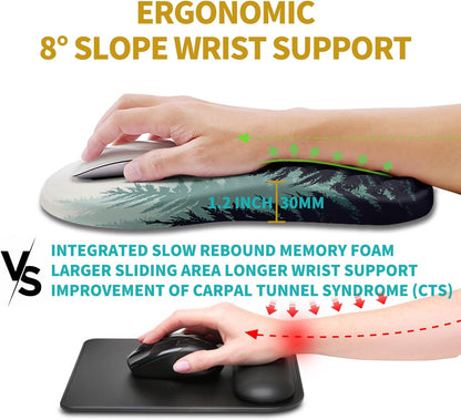Hokafenle Ergonomic Mouse Pad Wrist Support, Wrist Rest Mousepad for Carpal Tunnel Pain Relief with Integrated Memory Foam Slope Massage Bulge (11.8x7.9 inch,Topographic Contour)
