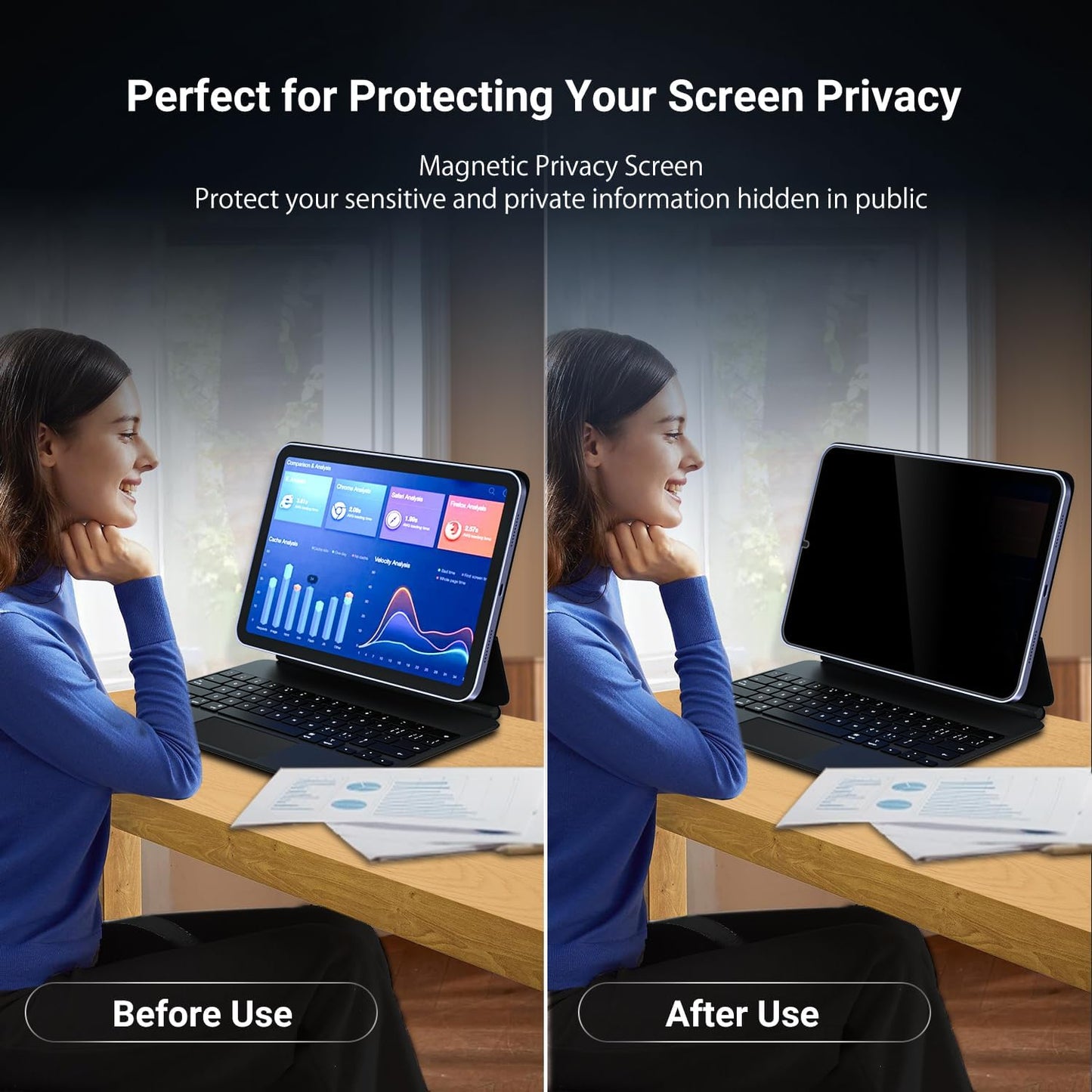 [2-Pack] Privacy Screen For Computer Monitor, 27-Inch 16:9 Aspect Ratio; Anti Spy/Bule Light/Glare And Eye Protection, 2 Install Ways Removable For Office, Airport, Cafe And Other Public Area; Diagonal 27 Inches, Width 23.53 Inches, Height 13.24 Inches